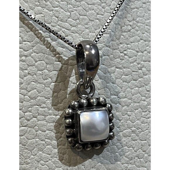 Silpada Sterling 925 Button Frame Mother of Pearl EARRINGS Necklace SET Italy - Picture 3 of 10